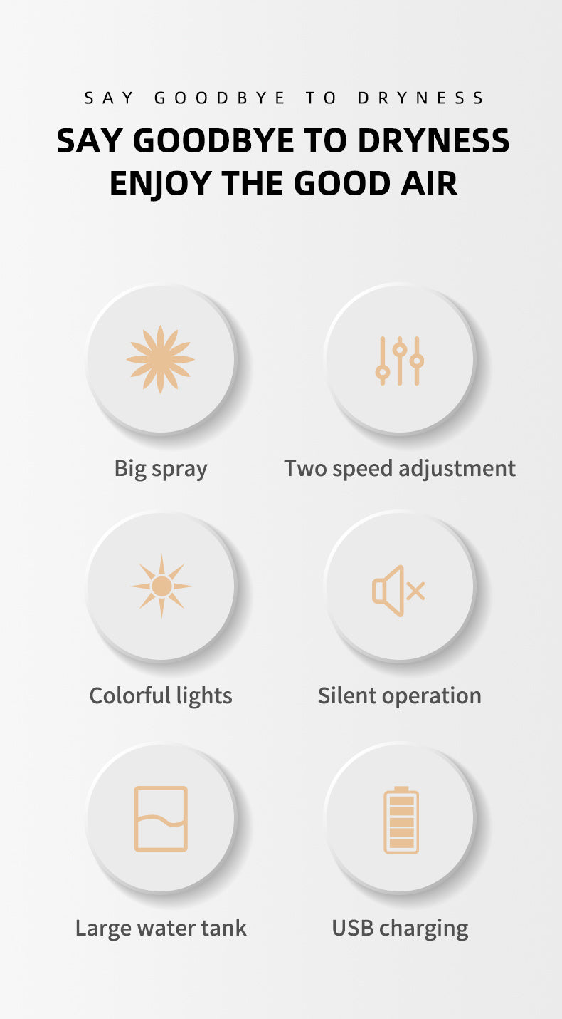 Smart air humidifier with led night light